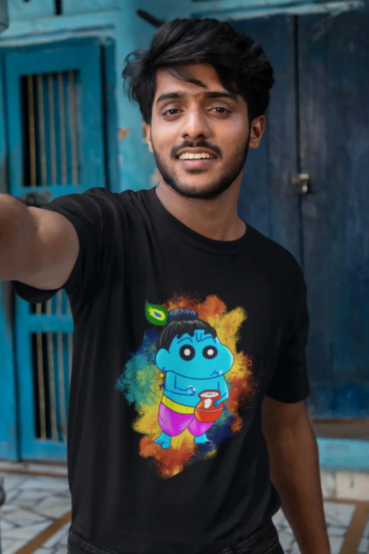 Krishna Shinchan | Premium Half Sleeve Unisex T-Shirt – Broke Memers