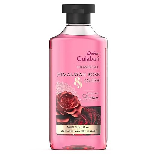 Dabur Gulabari Shower Gel-Himalayan Rose & Oudh-250ml|Sensual Aroma|Luxurious body wash|Radiant Rose glow|No Parabens & Silicones|99% Pure Glycerine|100% soap free