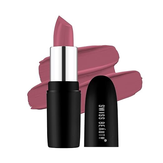 Swiss Beauty Pure Matte Creamy Lipstick | Non-drying, Highly pigmented Lipstick | Shade- Hot Nude, 3.8gm|