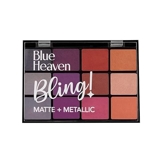 Blue Heaven 12-In-1 Metallic Finish Bling Eyeshadow Powder (Cocktail Fever, 22 G), Multicolor