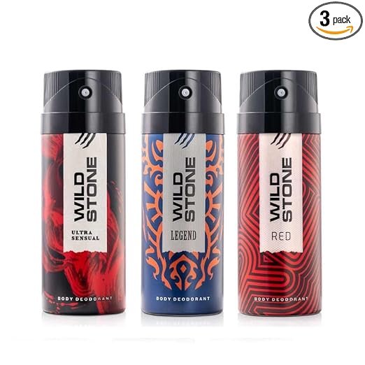 Wild Stone Ultra Sensual, Red and Legend Deodorants Body Spray for Men, Long Lasting Deo Combo Pack of 3 (200ml each)