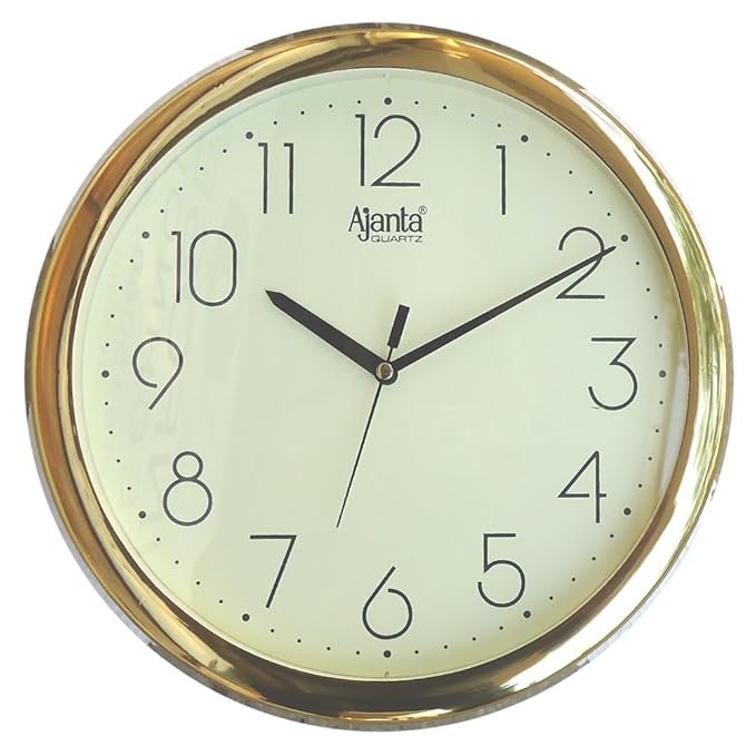 Analog Plastic Wall Clock (Ivory, Black) 26cm x 26cm