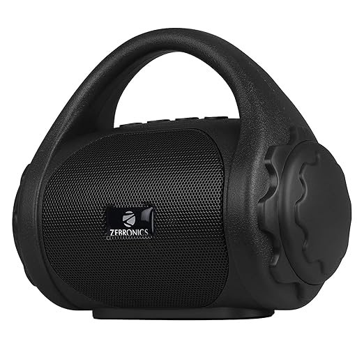 Zebronics ZEB-COUNTY 3W Wireless Bluetooth Portable Speaker With Supporting Carry Handle, USB, SD Card, AUX, FM & Call Function. (Black)